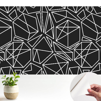 Tapeta na stenu samolepiaca s geometrickými útvarmi na čiernom pozadí