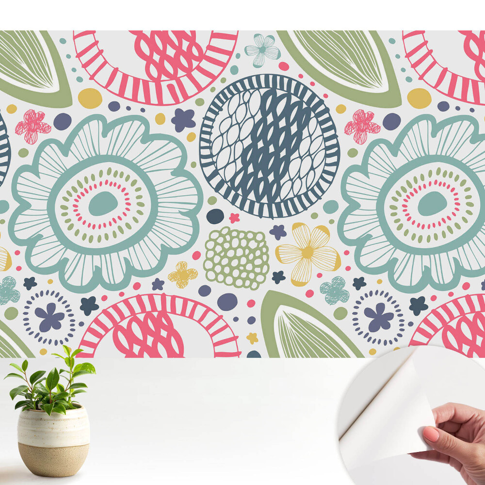 Tapeta Moderné kvetinové a geometrické vzory