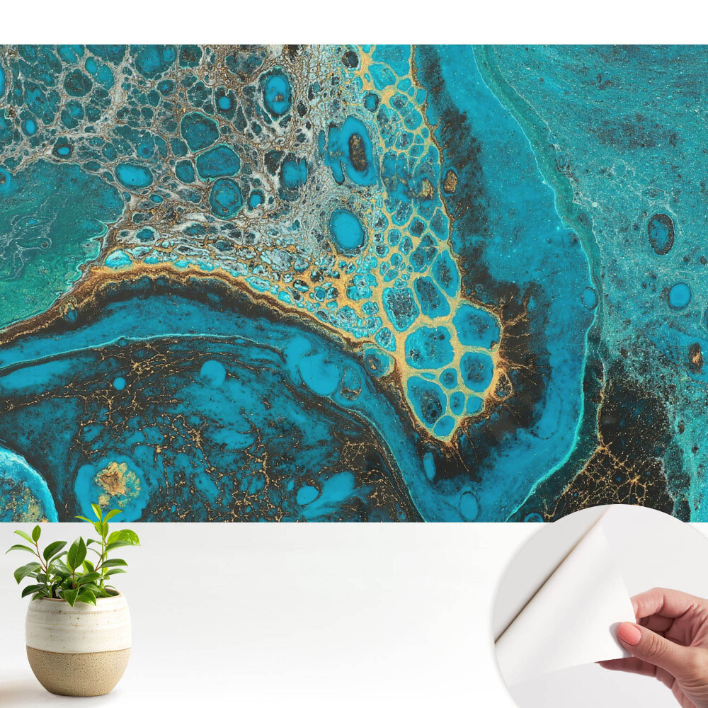 Tapeta do obývačky Tyrkysové organické vzory