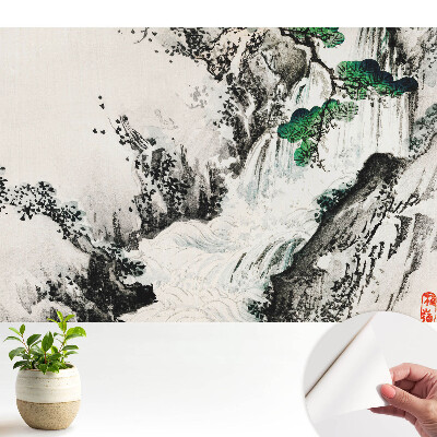 Tapety na stenu samolepiace orientálna vodopádová krajina