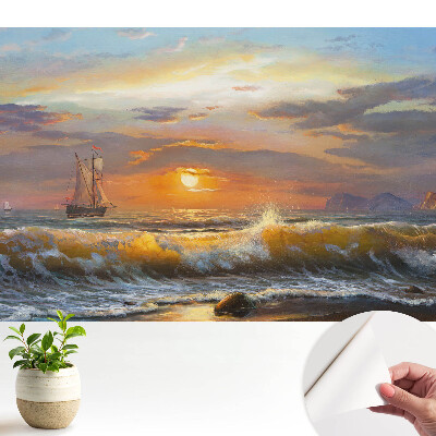 Tapety na stenu samolepiace Plachetnica na mori pri západe slnka