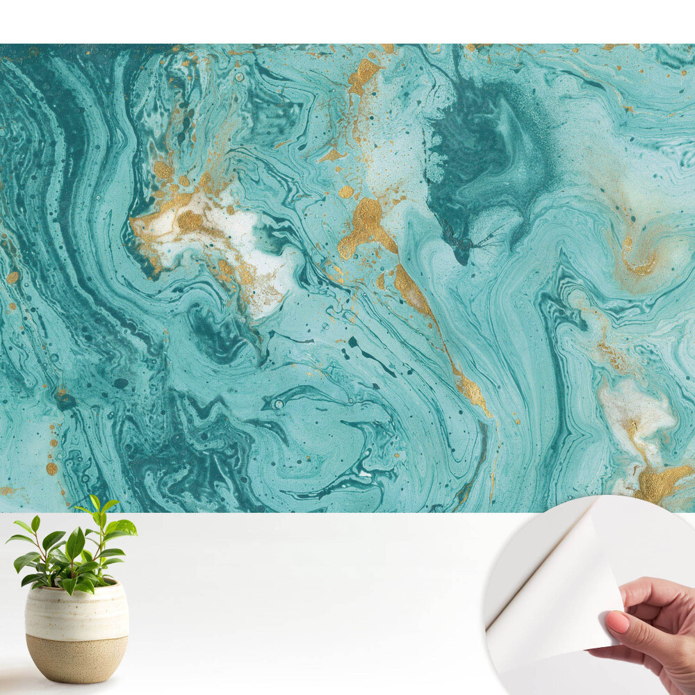 Tapety na stenu samolepiace Tyrkysové abstraktné vzory, elegancia farieb