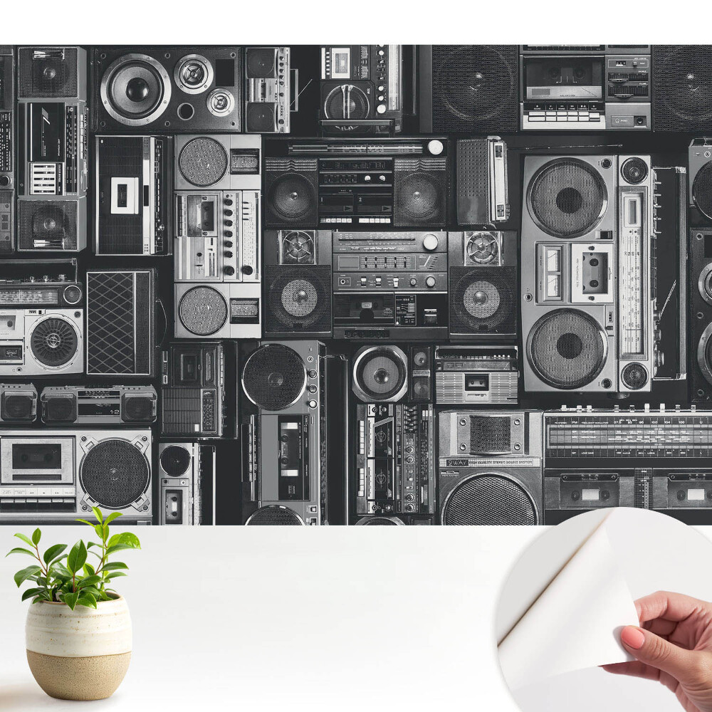 Tapeta do obývačky Štýlový retro vzor s rádiami