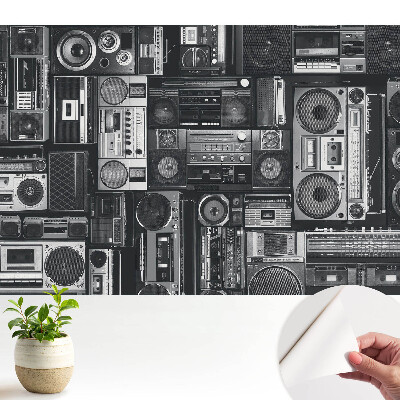 Tapeta do obývačky Štýlový retro vzor s rádiami