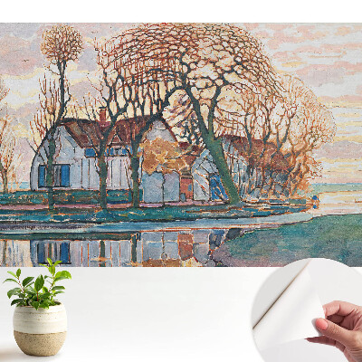 Tapeta na stenu samolepiaca so zrkadlovým obrazom pokojnej vidieckej scenérie