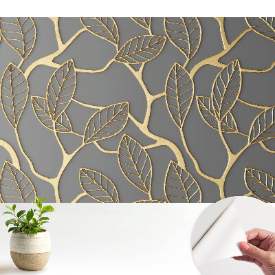 Luxusná tapeta so vzorom listov na sivom pozadí s jemným motívom