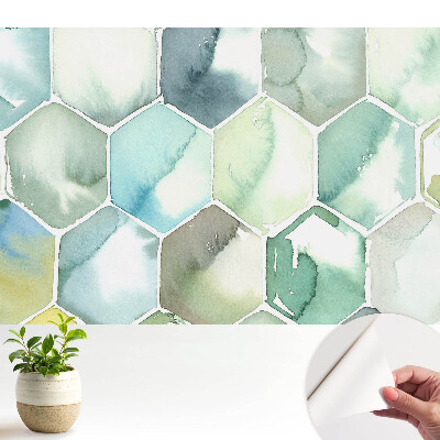 Tapeta na stenu samolepiaca s akvarelovým motívom šesťuholníkov