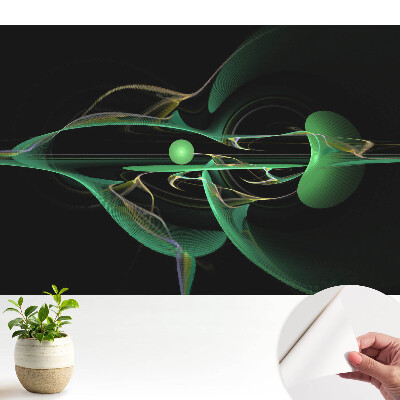 Luxusná tapeta s abstraktným motívom zelených vĺn a gule