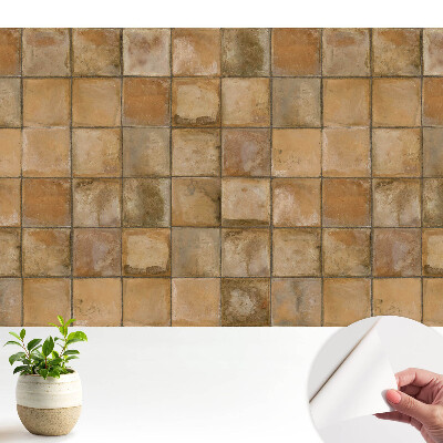 Tapeta so vzorom štvorcových dlaždíc v teplých farbách