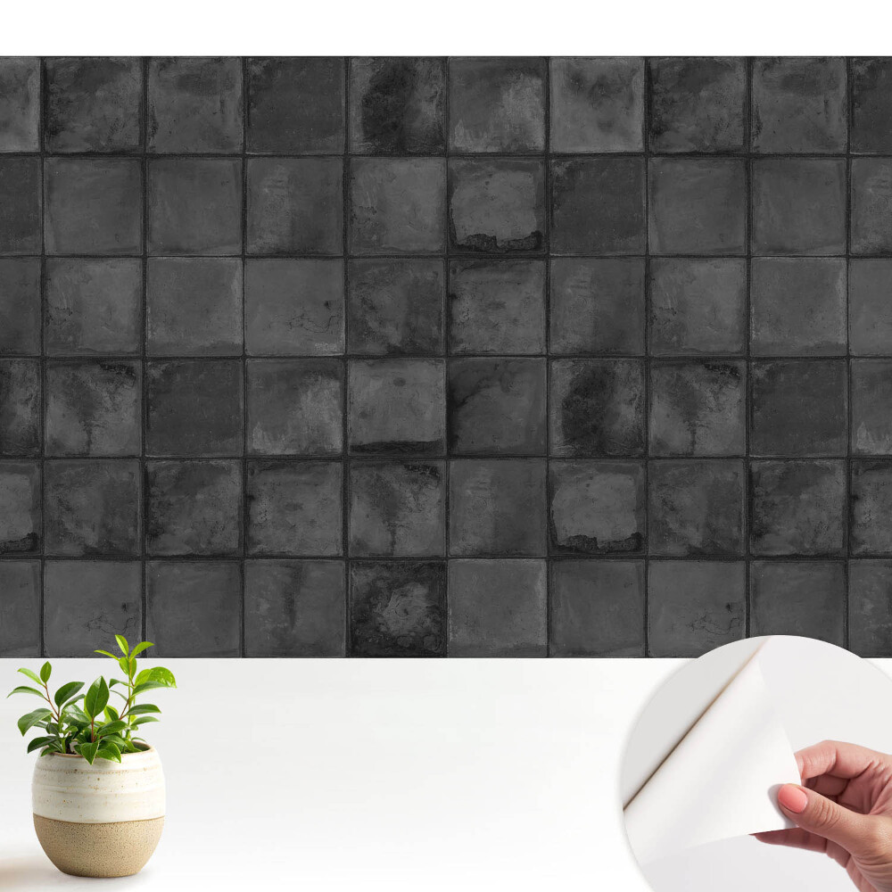 Tapety na stenu samolepiace Sivé obdĺžnikové dlaždice s geometrickým vzorom