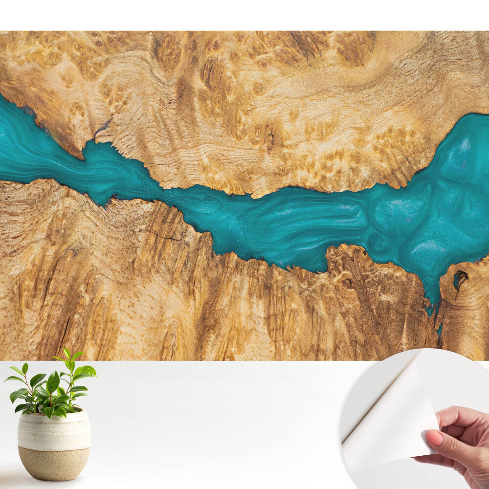 Tapety na stenu samolepiace Modrá živica a prírodné drevo