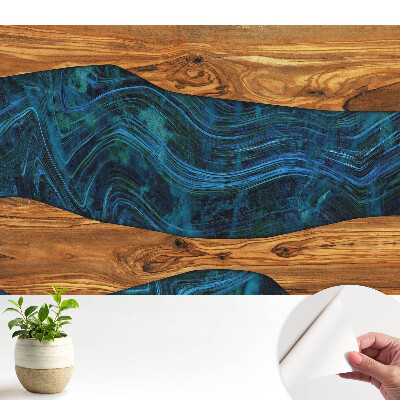 Tapeta Abstraktná mozaika z dreva a modrej