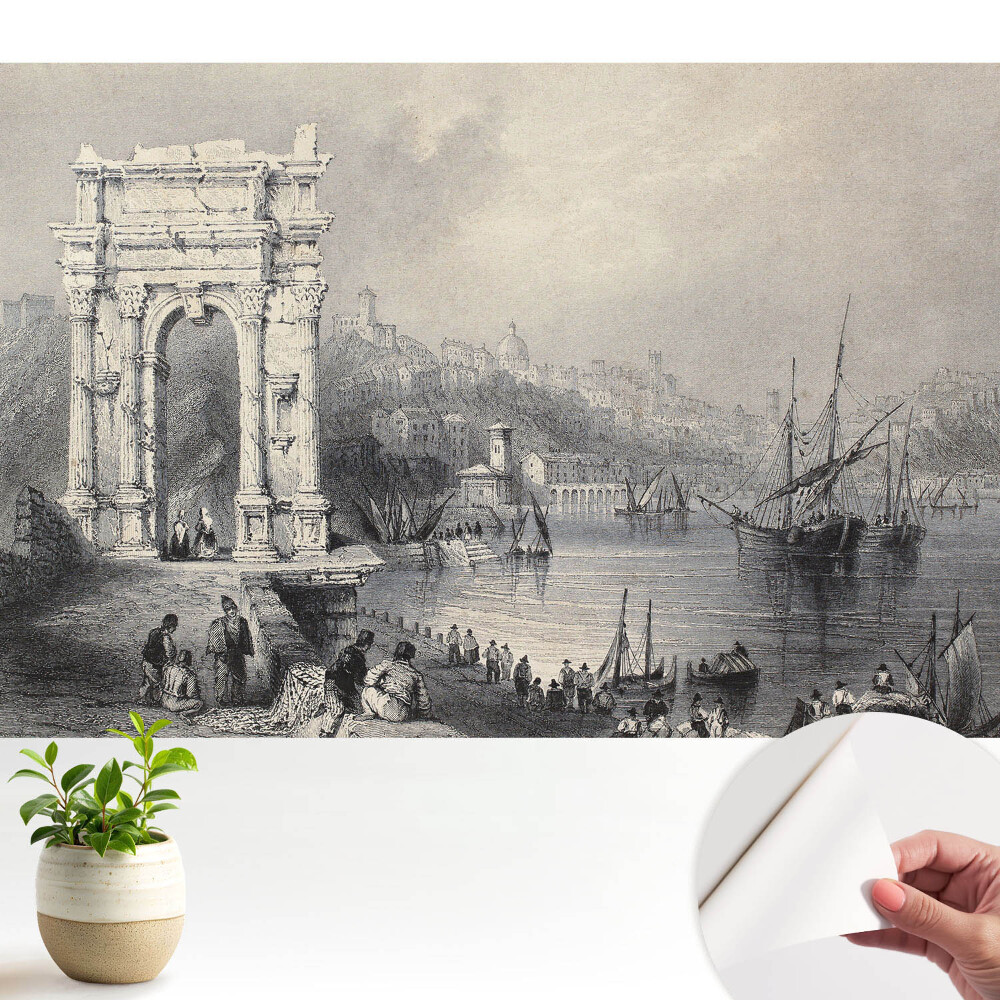 Luxusná tapeta s motívom historického prístavu a starobylého oblúka