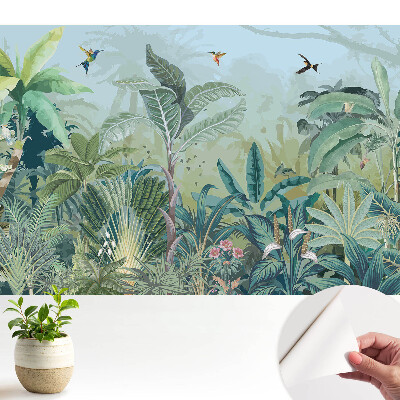 Tapeta do obývačky s motívom exotickej džungle plnej zelene