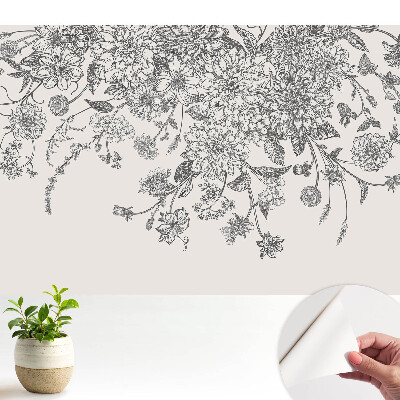 Tapeta na stenu samolepiaca s motívom kvetov vyjadrujúcim eleganciu a harmóniu prírody