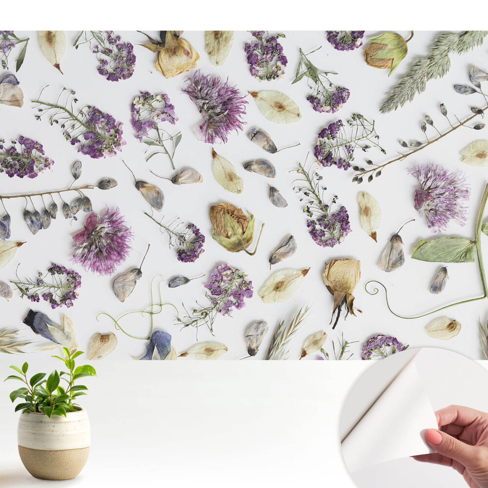 Luxusná tapeta Sušené kvety na bielom pozadí