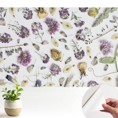 Luxusná tapeta Sušené kvety na bielom pozadí