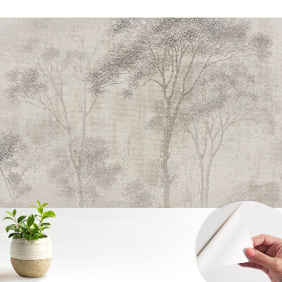 Tapeta s jemnými stromami na béžovom pozadí