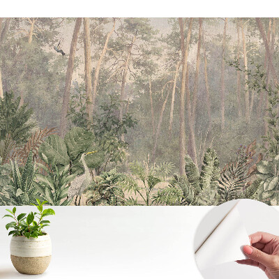 Samolepiace tapety na stenu s pastelovou prírodnou témou tropického lesa