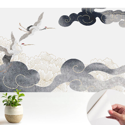 Tapeta do obývačky Žeriavy a oblaky v klasickom štýle