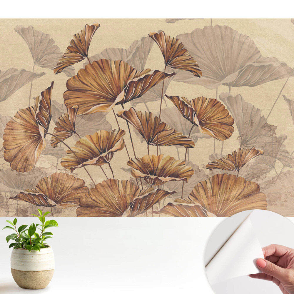 Tapeta do obývačky Rustikálne listy v teplých farbách