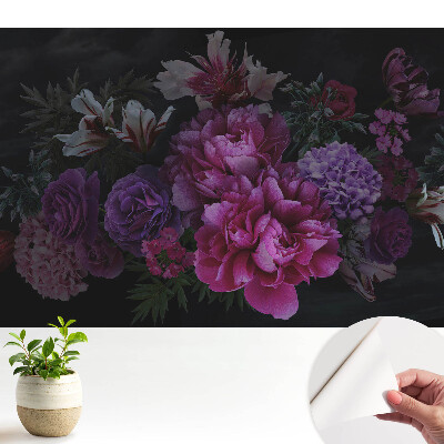 Tapety na stenu samolepiace Romantické kvety na tmavom pozadí