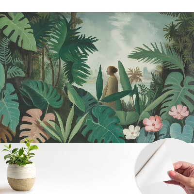 Tapeta s motívom tropickej scenérie a harmonických rastlín