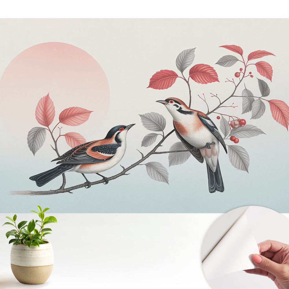 Luxusná tapeta Vtáky na konári, harmonická kompozícia