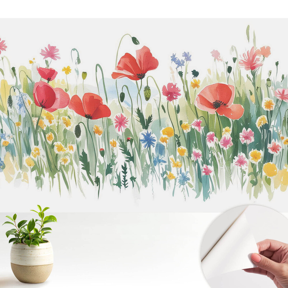 Tapeta Kvety na lúke pastelové farby príroda