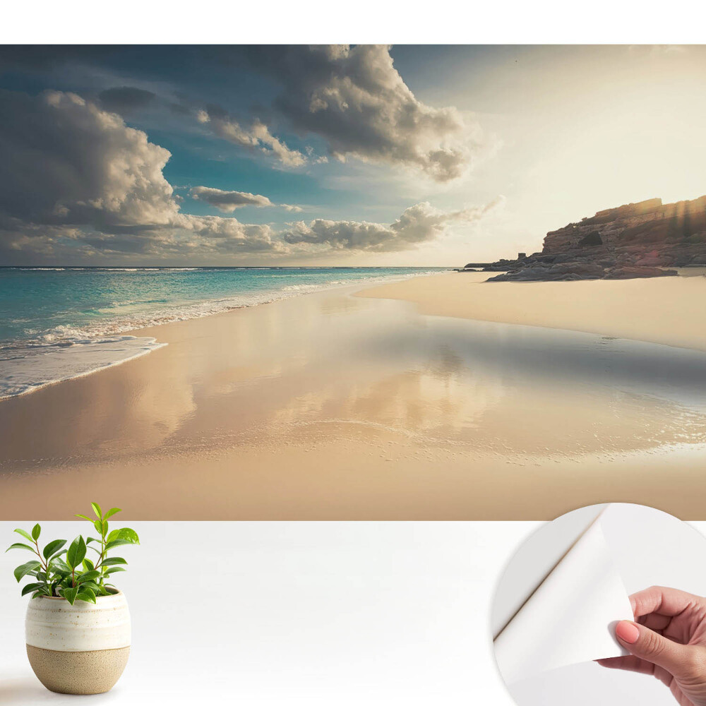 Tapety na stenu samolepiace Pláž a oceán pri západe slnka