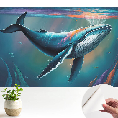 Samolepiaca tapeta na stenu s motívom veľryby vo farbách oceánu