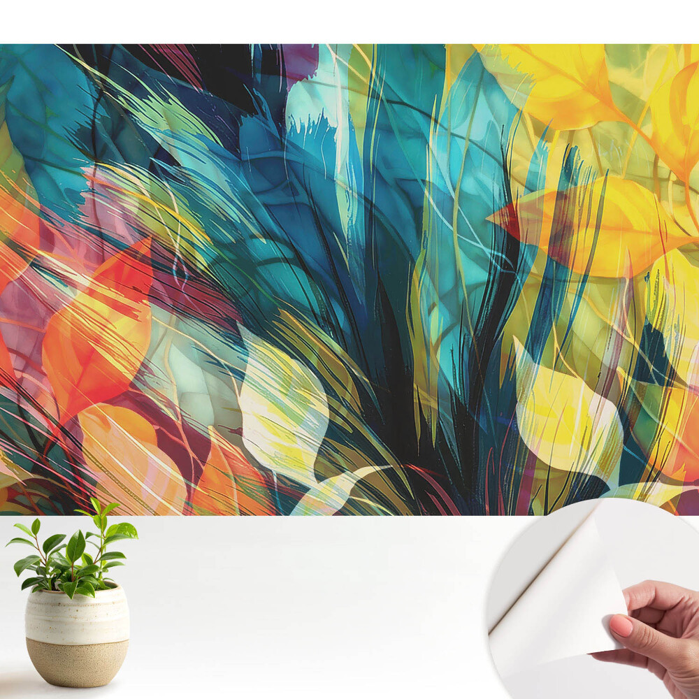 Tapeta do obývačky Farebná abstrakcia listov