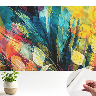 Tapeta do obývačky s farebnou abstrakciou listov