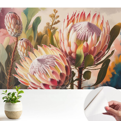 Luxusná tapeta Protea kvety pastelové farby elegancia