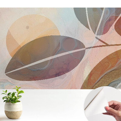 Tapeta do obývačky Abstraktné listy a kruhy