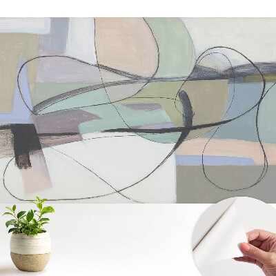 Tapeta do obývačky s abstraktnými pastelmi a zložitými líniami