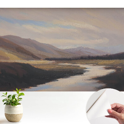 Luxusná tapeta Horské údolie s riekou a oblakmi