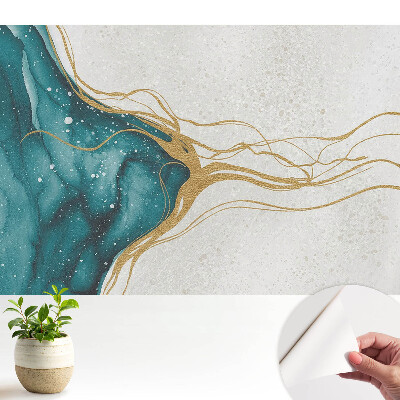 Tapeta do obývačky Abstrakcia v tyrkysovej a žltej farbe