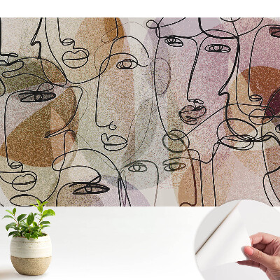 Tapeta na stenu samolepiaca s abstraktnými tvárami v modernom štýle