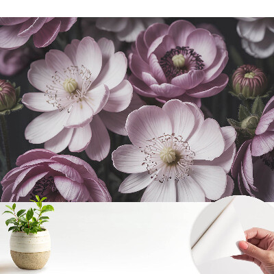 Tapety na stenu samolepiace s motívom ružových a bielych kvetov v klasickom a elegantnom štýle