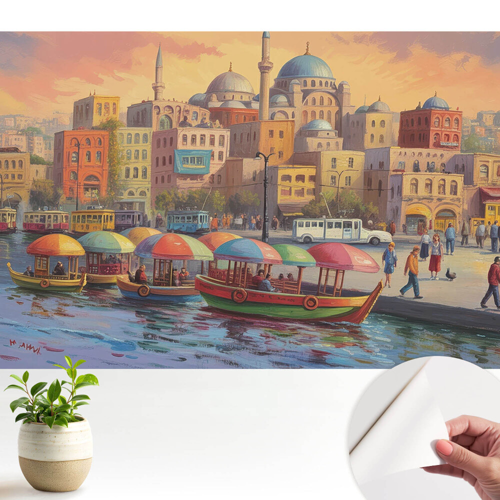 Tapety na stenu samolepiace Farebné lode a mestské kupoly