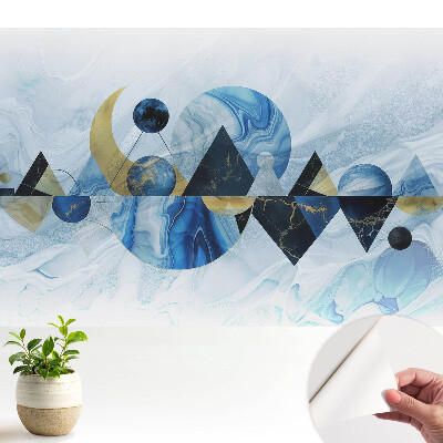 Tapeta do obývačky s geometrickými tvarmi v odtieňoch modrej