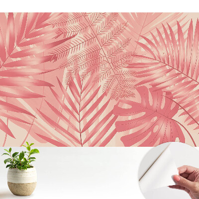Luxusná tapeta s motívom exotických listov v odtieňoch ružovej