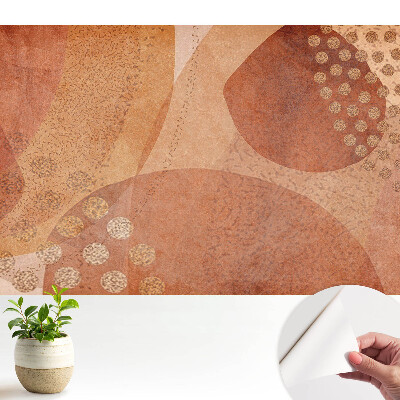 Tapeta s abstraktnými zemitosfarbenými tvarmi a bodkami