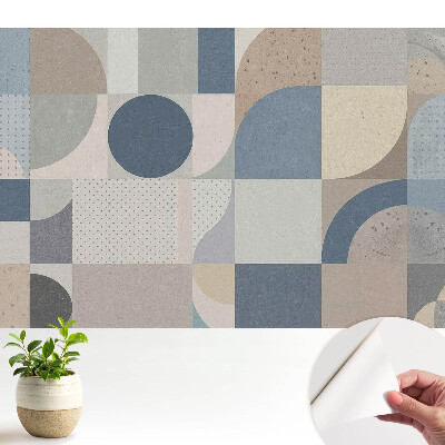 Tapeta do obývačky s geometrickými vzormi v tlmených farbách