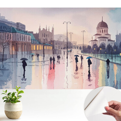 Tapeta do obývačky Mestská ulica po daždi