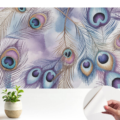 Tapeta na stenu samolepiaca s pastelovým abstraktným motívom pávieho pera