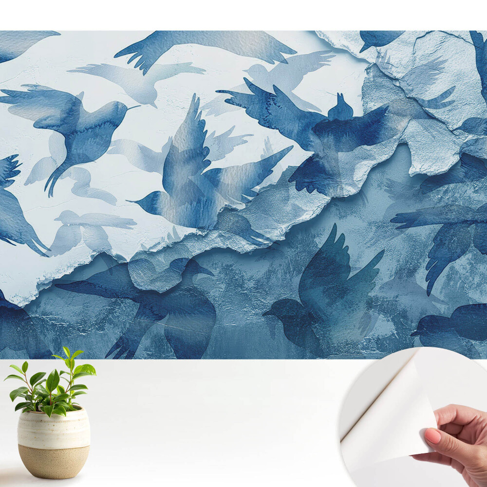 Luxusná tapeta Abstrakt modrých vtákov