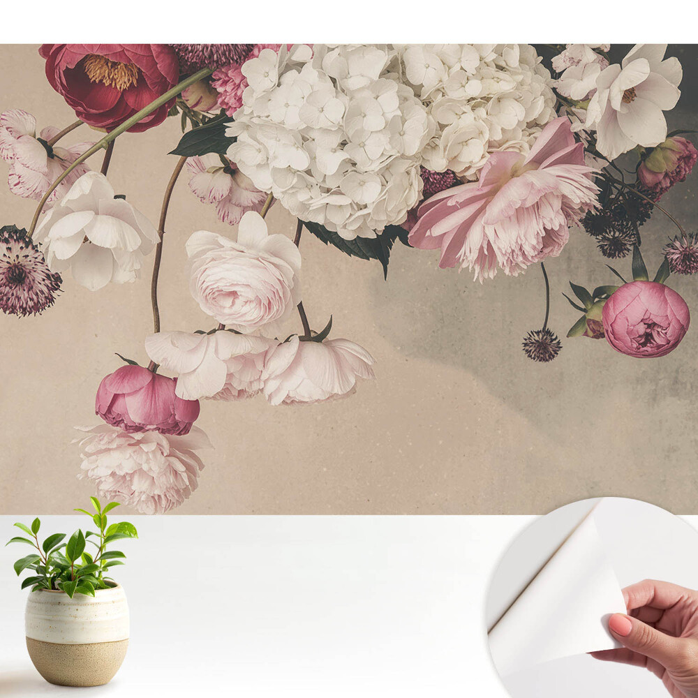 Tapety na stenu samolepiace Jemné kvety v romantickej kompozícii