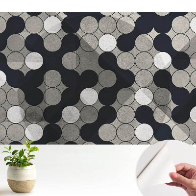 Tapeta do obývačky s geometrickými kruhmi v kontrastných odtieňoch